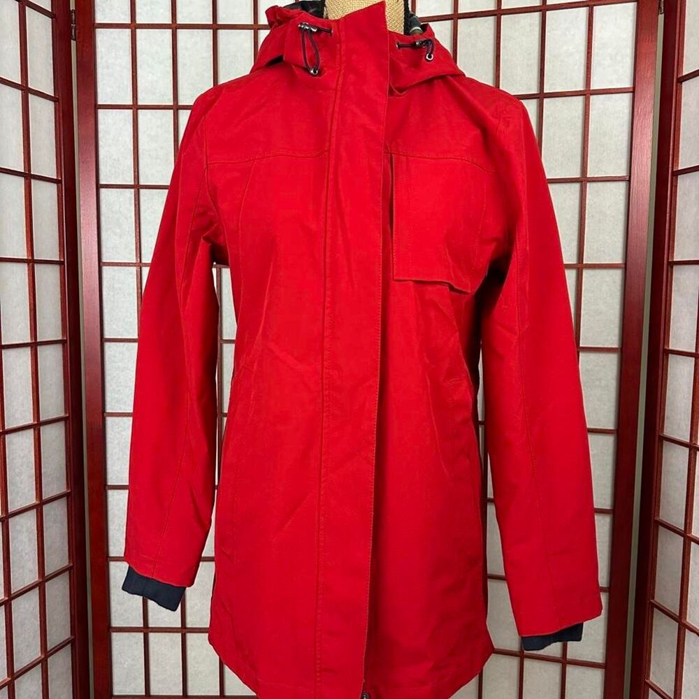 Pendleton Red Zip Up Hooded Rain Jacket Plaid Lined